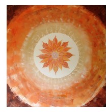 Lotus aardetinten, 80 bij 80 cm acryl op doek, in opdracht 2008